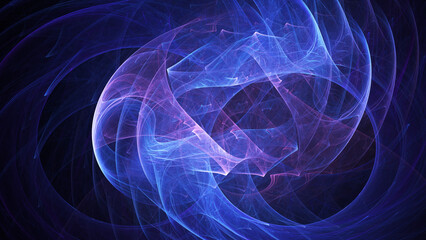 Abstract transparent blue glass shapes. Fantasy geometricbackground. Digital fractal art. 3d rendering.