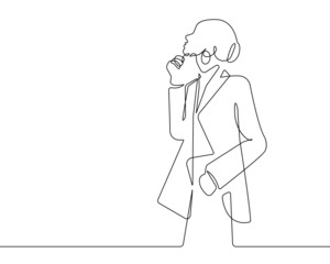 Businesswoman Continuous Line Drawing. Abstract Female Drawing One Line Style. Minimalist Fashion Concept, Woman Line Drawing. Female Modern Contemporary Portrait. Vector EPS 10