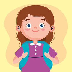 little student girl with schoolbag