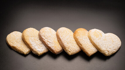 Shortbread in the shape of a heart isolated on white background.