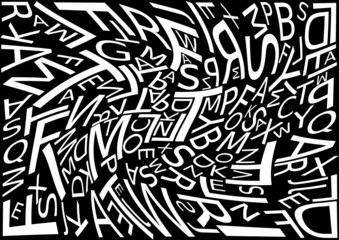 Background with letters scattered chaotic