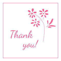 Thank you card vector with hand drawn elegant flowers. Vector design illustration image