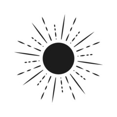 Obraz premium Sun icon vector isolated on white. Sun icon image in boho style for digital poster print, boho wall art, bedroom decor. Vector design illustration image