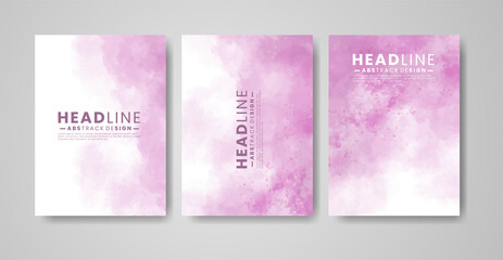 Fototapeta premium Set of cards with watercolor blots. Set of cards with hand drawn blots element on white background for your design. Design for your date, postcard, banner, logo. 