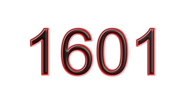 red 1601 number 3d effect white background