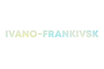 Ivano-Frankivsk type decorated with blue and yellow blurred gradient. Illustration on white, cut out clipart elements for design decoration, sticker, t-shirt print, banner, apps, web