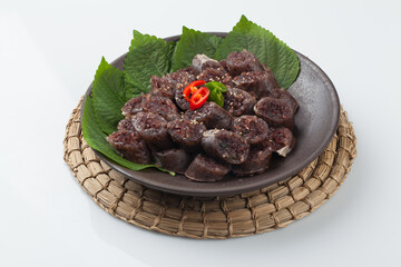 Sundae, boiled, steamed, intestines, pig intestines, glass noodles, vegetables, vegetables, food,...