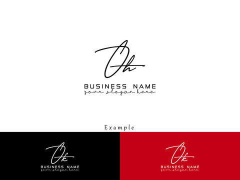 Black OH Logo Design, Slime Oh ho Signature Logo Letter Vector For simple business
