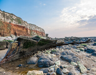 The wreck of the Steam Trawler Sheraton on Hunstanton beach on the North Norfolk coast