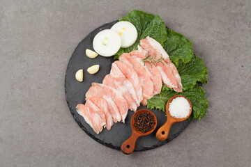 Raw meat, directing, salt, cooking, food, menu, fresh, meat, juice, meat, meat, pork belly, pork neck, pork belly, pork cheek, special part, Korean pork,