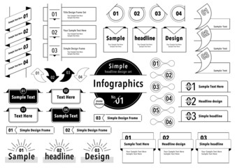 Infographics シンプル見出しフレームセット モノクロ