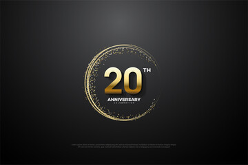 20th anniversary with number illustration. - obrazy, fototapety, plakaty
