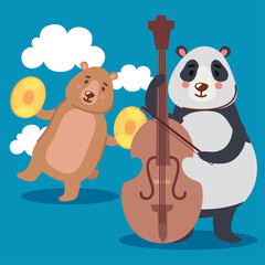 panda and bear musicians