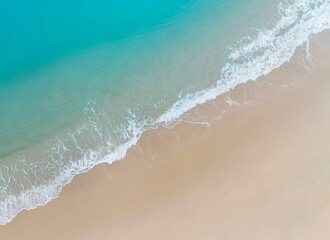 Aerial  top view of  the summer beach  blue wave in the tropical sea in summer background