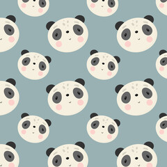 Vector seamless pattern with Cute Panda. For greeting card, posters, banners, children books, printing on the pack, printing on clothes, wallpaper.