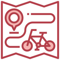 MAP red line icon,linear,outline,graphic,illustration
