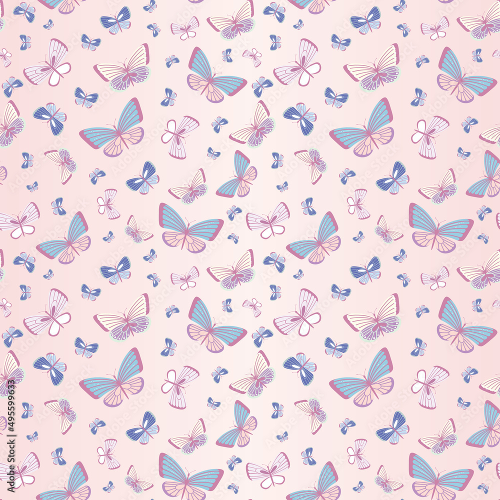 Poster pastel butterfly seamless repeat pattern design