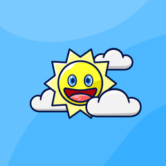 weater sun and cloud habby smile illustration