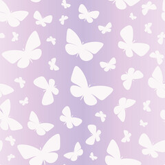 Fototapeta premium White and purple butterfly vector pattern.