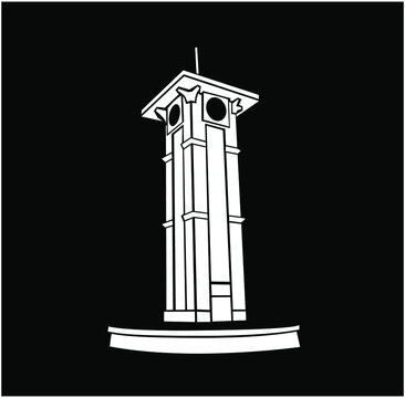Red square tower icon of Kashmir. Lal Chouk tower vector icon.