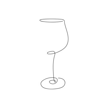 recommend clip art: wineglass in continuous line art drawing style. Minimalist black linear sketch isolated on white background. Vector illustration