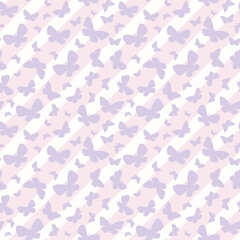 Vector butterfly seamless repeat pattern design, pastel purple and pink