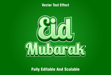 Naklejka premium eid mubarak text effect editable with green color.