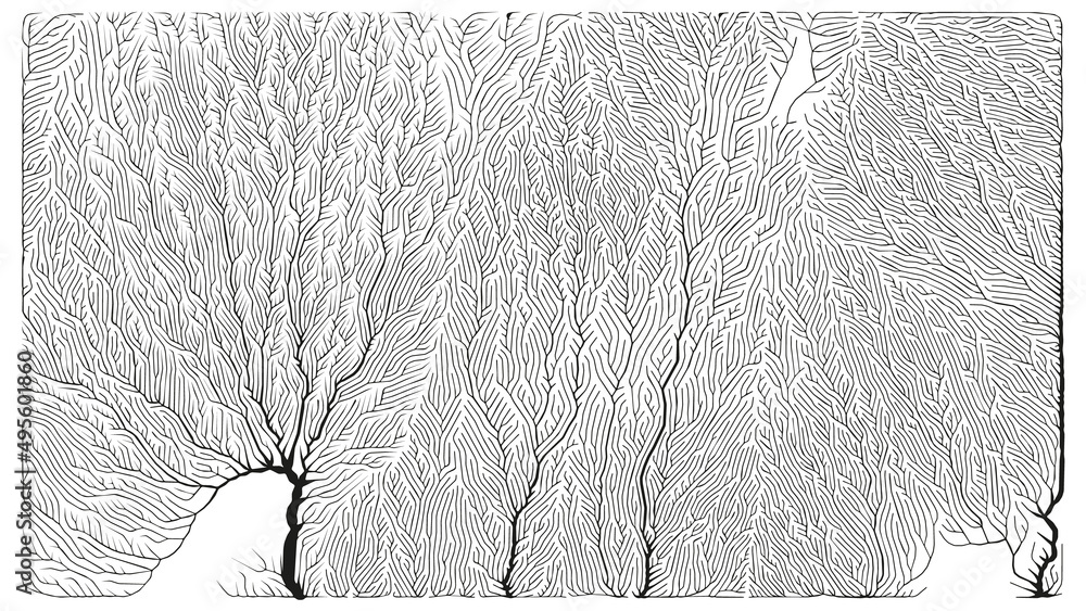 Poster growth pattern. generative branching structure. organic net of vessels texture.