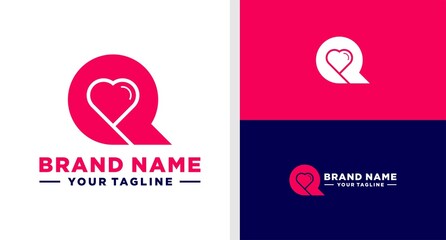 LETTER Q LOGO LOVE NEGATIVE SPACE EDITABLE