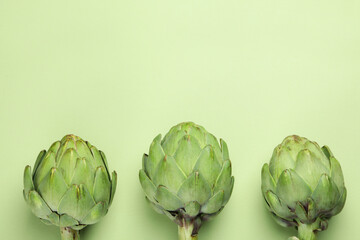 Obraz premium Concept of healthy food with artichoke, space for text