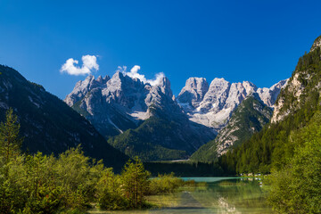 Naklejka na ściany i meble Lago di Landro (Dürrensee), South Tyrol, Italy