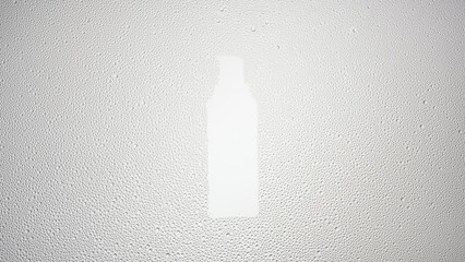 Serum bottle shape printed on the wet glass on grey background | moisturizing serum commercial