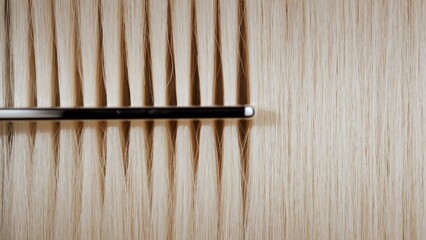 Blonde hair being combed with silver comb | Hair coloring concept