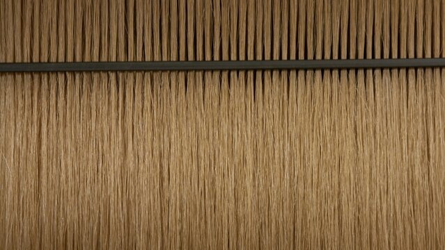 Black plastic comb combing honey brown hair | Hair serum commercial