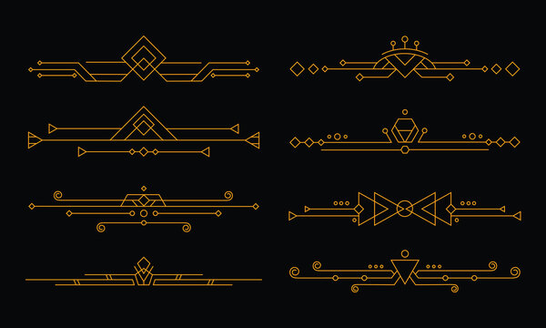 Naklejki Header ornament illustration. Art deco vintage element. luxury golden design elements.