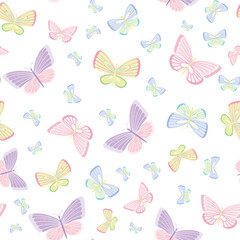 Vector butterfly seamless repeat pattern design background, colorful pastel design.