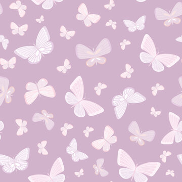Vector butterfly seamless repeat pattern design background, purple