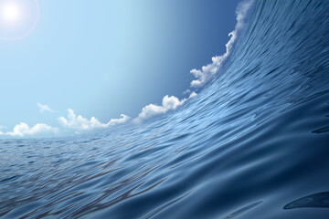 concave ocean surface with horizon