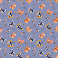 Seamless pattern with cute butterflies. Design for fabric, textile, wallpaper, packaging.	