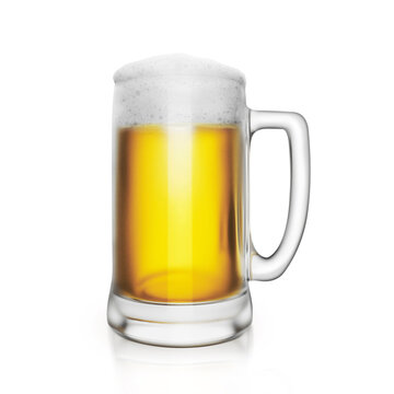Glass with beer on white background.3d render