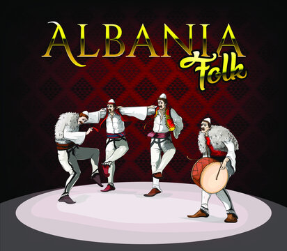 albania folk dance from north, men dance tupan