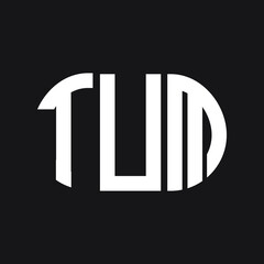 TUM letter logo design on black background. TUM  creative initials letter logo concept. TUM letter design.
