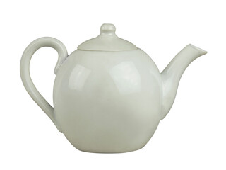Retro white ceramic teapot isolated on white