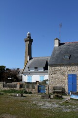 maison de pêcheur et phare à Penmarc'h dans le Finistère,Bretagne