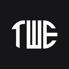 TWE letter logo design on Black background. TWE creative initials letter logo concept. TWE letter design. 
