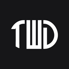 TWD letter logo design on Black background. TWD creative initials letter logo concept. TWD letter design. 
