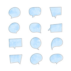 Collection of watercolor chat dialogue balloons