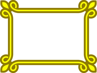 Vector border frame. Golden yellow background or advertising banner. Simple rectangular horizontal sign, card, plaque, signboard, sticker or label