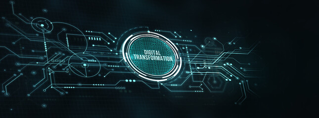 Internet, business, Technology and network concept.Concept of digitization of business processes and modern technology. Digital transformation. 3d illustration.