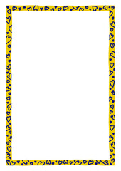 Frame in A4 format, with heart symbols. Template for photo, portrait,  invitations and greeting cards.